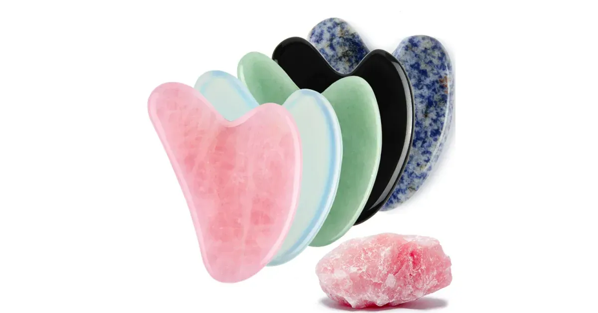 Grattoir Gua Sha en Quartz Rose