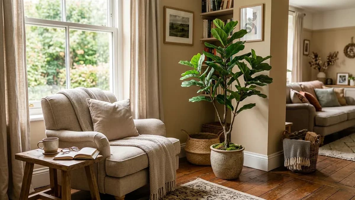 arbre artificiel sans entretien dans un coin de salon