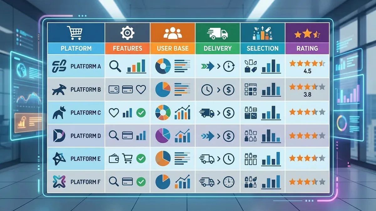 Tableau comparatif des sites comme AliExpress