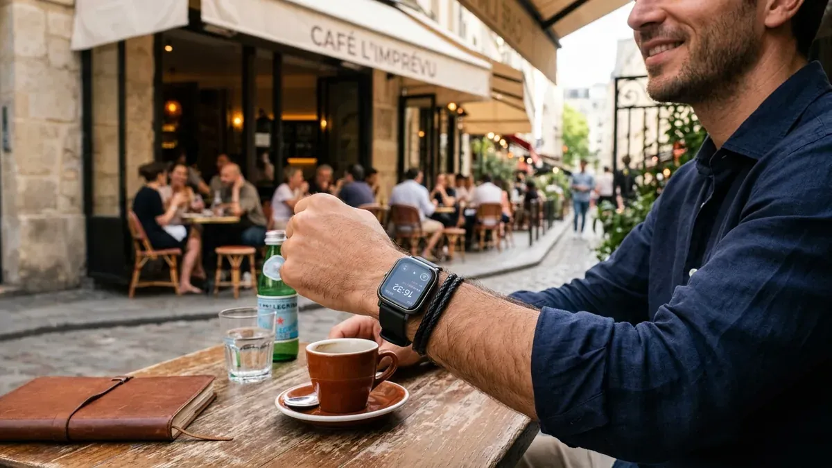 Montre connectée sur un poignet