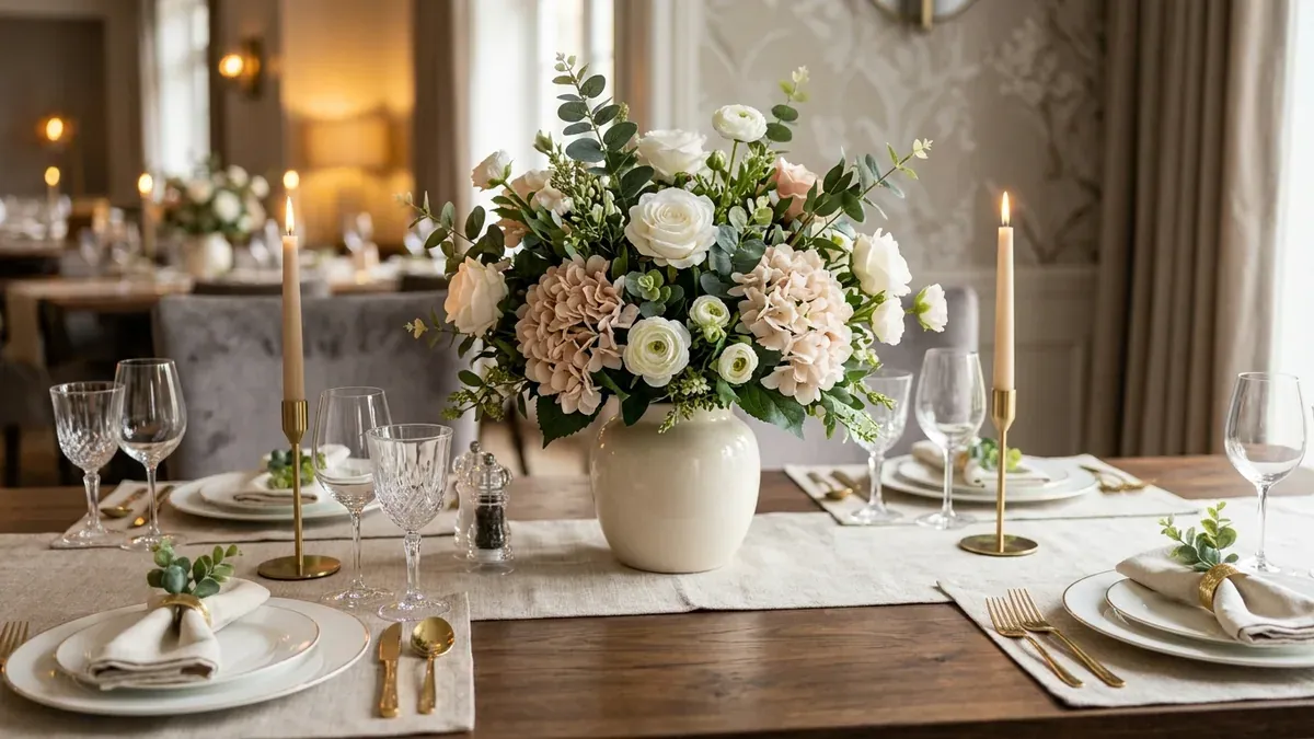 Composition florale avec fleurs artificielles