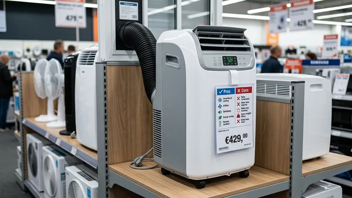 climatiseur portable avec étiquette de prix