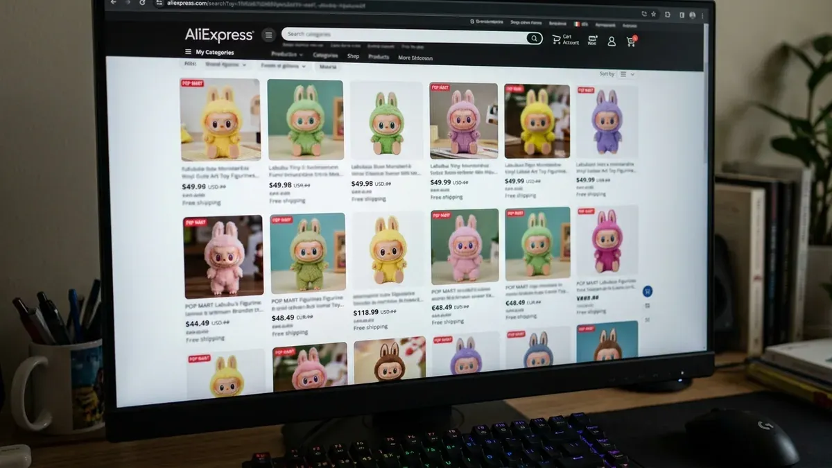 Étiquettes de prix Labubu sur AliExpress
