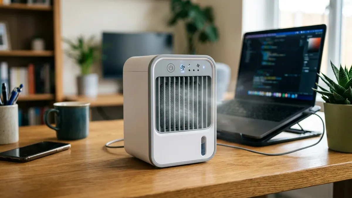 mini climatiseur sur un bureau