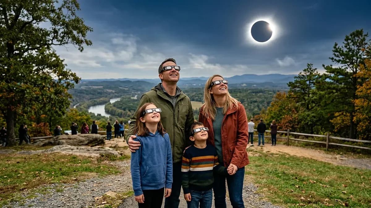 famille utilisant des lunettes d'éclipse