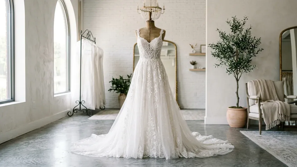 robe de mariée sur fond clair