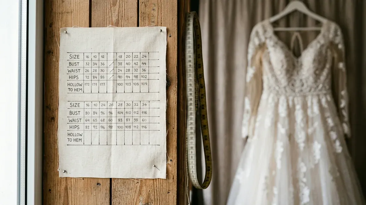 tableau des tailles pour robe de mariée