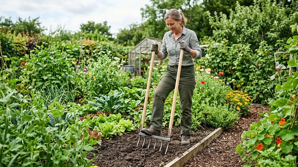 travailler la terre avec des outils de jardin